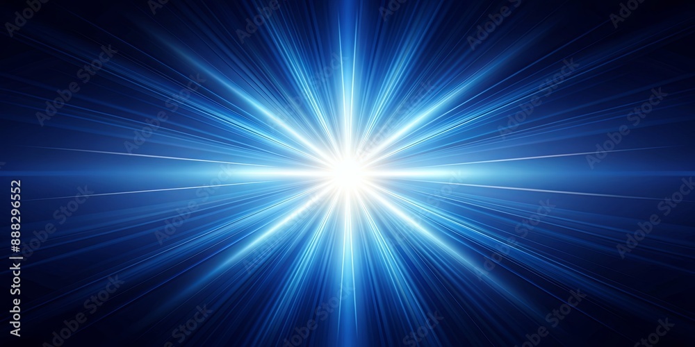 Obraz premium Abstract Blue Light Rays Radiating From Center, Digital Art, Blue, Light, Rays , Abstract
