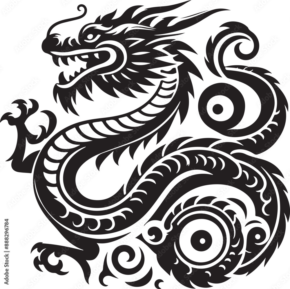 Black tribal dragon tattoo vector illustration Black tribal dragon tattoo vector illustration