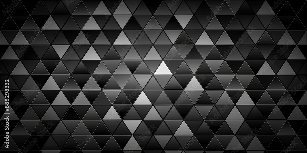 Obraz premium Black Triangle Grid with Subtle Depth, abstract , geometric , pattern , texture , design