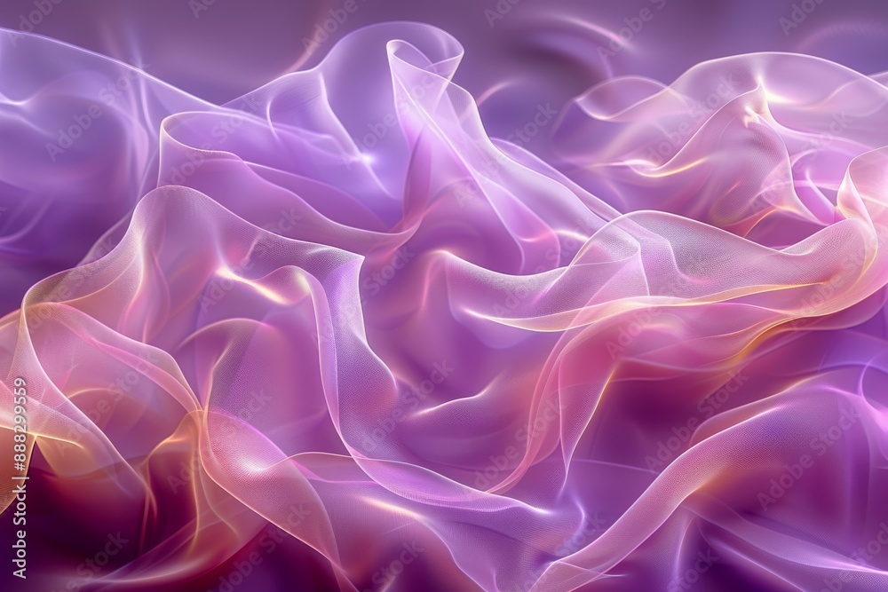 Fototapeta premium Flowing pink and purple fabric, symbolizing elegance and movement in a vibrant, artistic visual