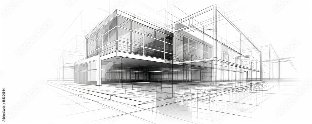 Detailed architectural sketch of a modern building design.