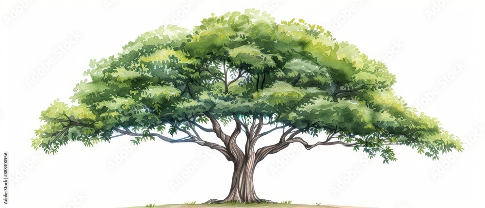 A mahogany tree with rich watercolor bark isolate on white background A mahogany tree with rich watercolor bark isolate on white background