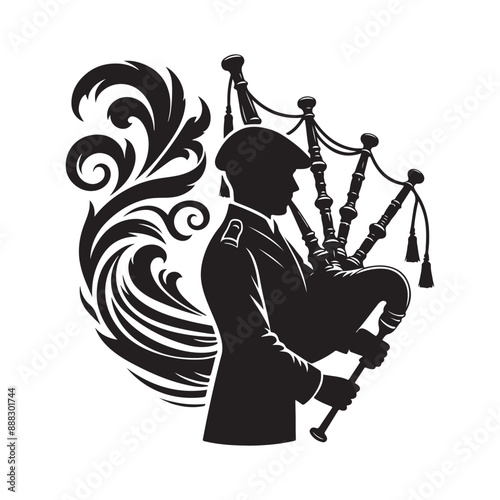 Bagpipe silhouette vector illustration