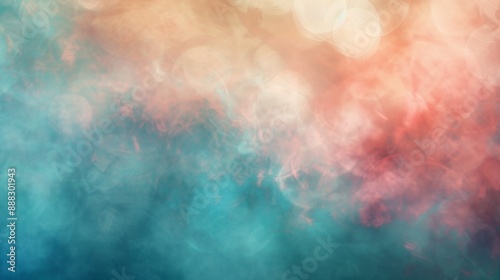 Abstract Dreamy Teal and Pink Smoke Background, blur , bokeh , dreamy , ethereal © BondGraphics