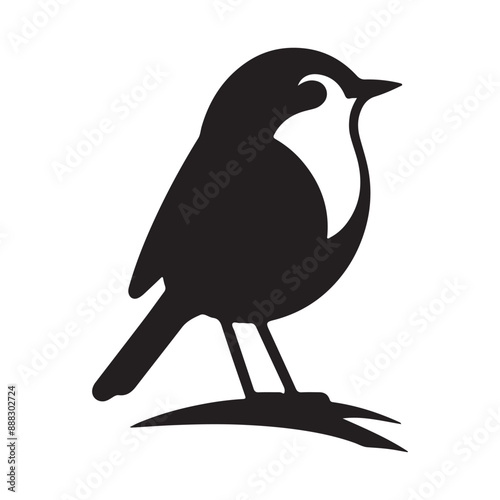 Robin bird silhouette vector illustration.