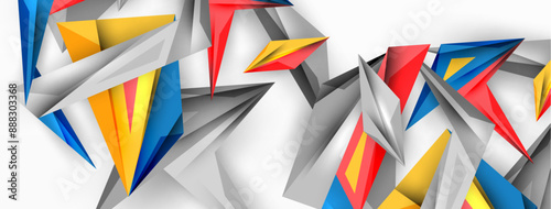 Minimal geometric abstract background. Low poly dynamic triangle design. Trendy techno business template for wallpaper, banner, background or landing