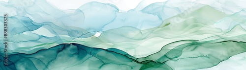 Wallpaper Mural Abstract Ink Painting of a Dreamy Green Landscape, alcohol ink, abstract art, fluid art, green art Torontodigital.ca