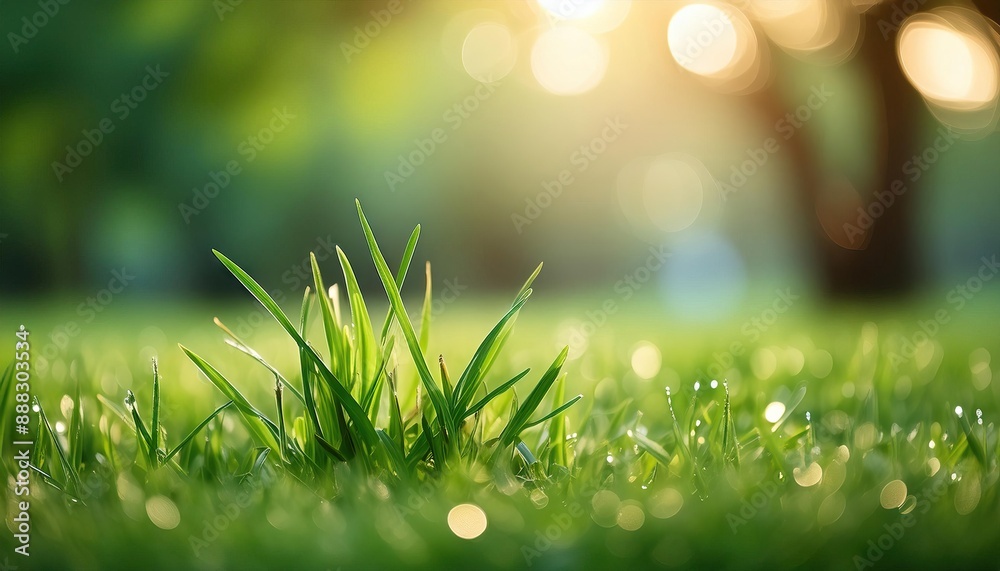 Naklejka premium fresh grass outdoor nature banner copy space