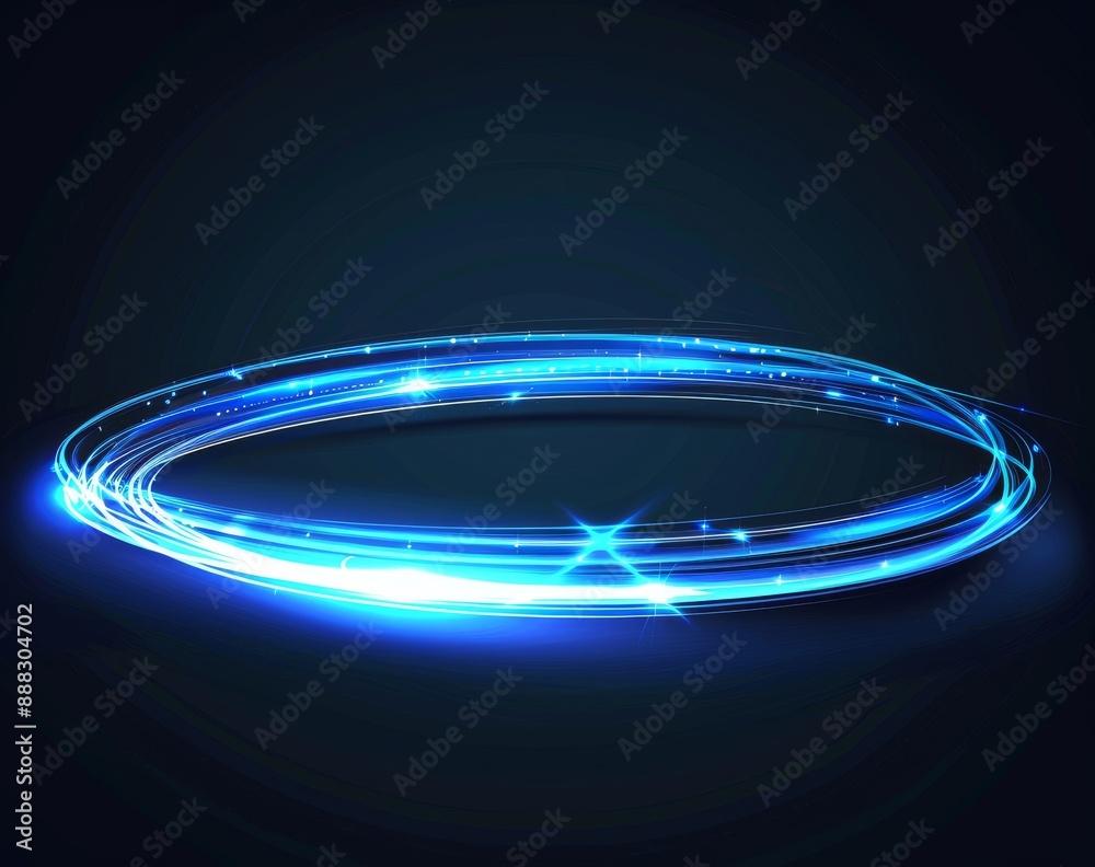 Blue glowing light effect in the shape of an oval on black background Blue glowing light effect in the shape of an oval on black background
