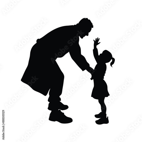 grandfather playing with his grandson, vector silhouettes 