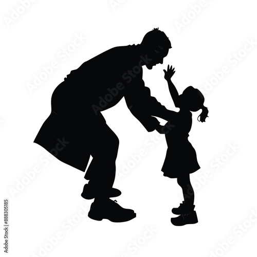 grandfather playing with his grandson, vector silhouettes 