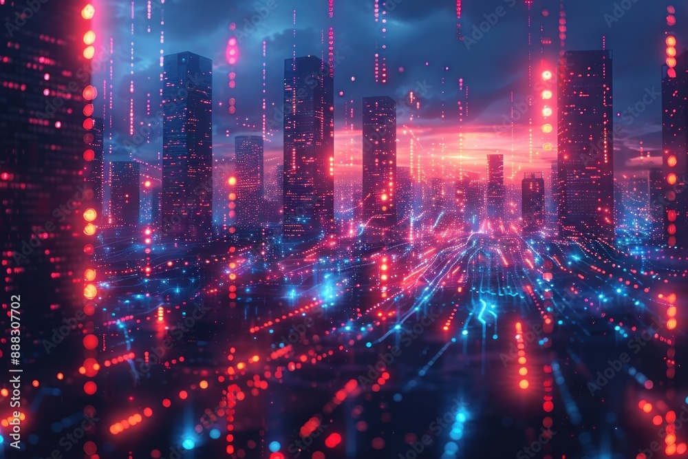 Cyberpunk Cityscape with Neon Lights
