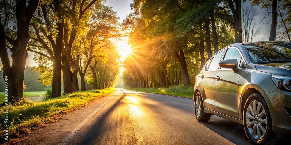 Sunset Drive, Tree-lined Road, Car Journey, Golden Hour , Road Trip Sunset Drive, Tree-lined Road, Car Journey, Golden Hour , Road Trip