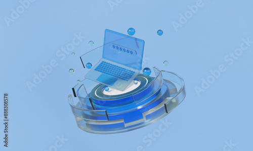 Computer laptop password data cyber security login account personal secure technology business development antivirus private network privacy wireframe system internet. 3drender illustration photo