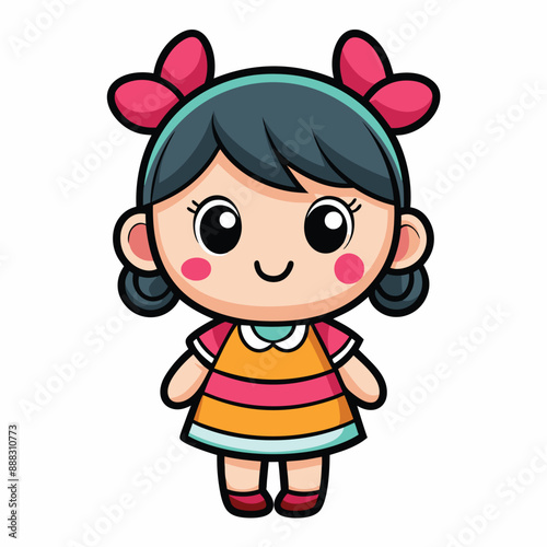 Cute cartoon doll for kids vector illustration