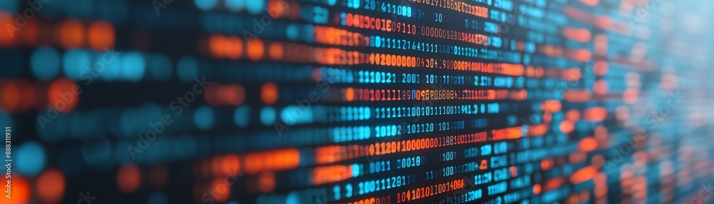 Obraz premium Abstract blurred background with blue and orange glowing lines. Digital, technology, futuristic concept.