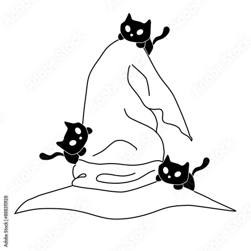 Witch's hat and cats icon
