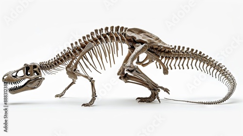 dinosaur skeleton on the white background,  paleontology concept  © Kateryna Kordubailo