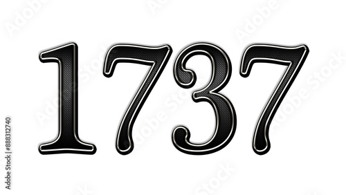 black metal 3d design of number 1737 on white background. 