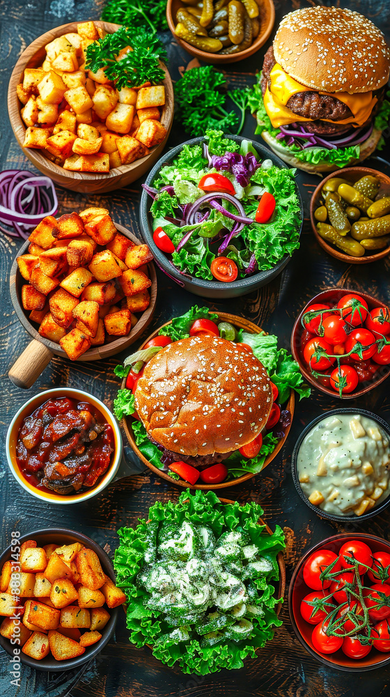 Fototapeta premium A Bountiful Feast of Fresh Ingredients Awaits at the Chef's Table