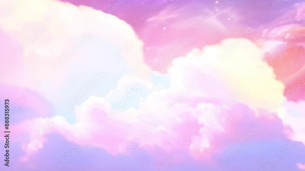 Ethereal background of formations of pink clouds and twinkling stars with copy space, colored Bright pastel authentic sky magical sky 4k video Ethereal background of formations of pink clouds and twinkling stars with copy space, colored Bright pastel authentic sky magical sky 4k video