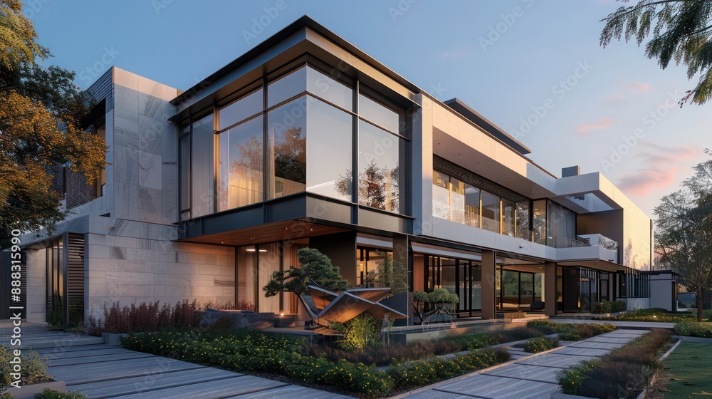 contemporary suburban home with a facade that includes kinetic architectural elements that move with the wind, creating a dynamic visual display contemporary suburban home with a facade that includes kinetic architectural elements that move with the wind, creating a dynamic visual display