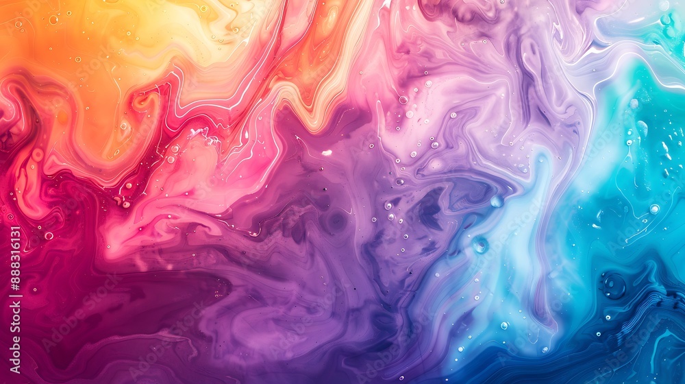 Stunning, colorful liquid gradients on a clear, neutral background. Swirling, colorful liquid waves creating an abstract art piece. 