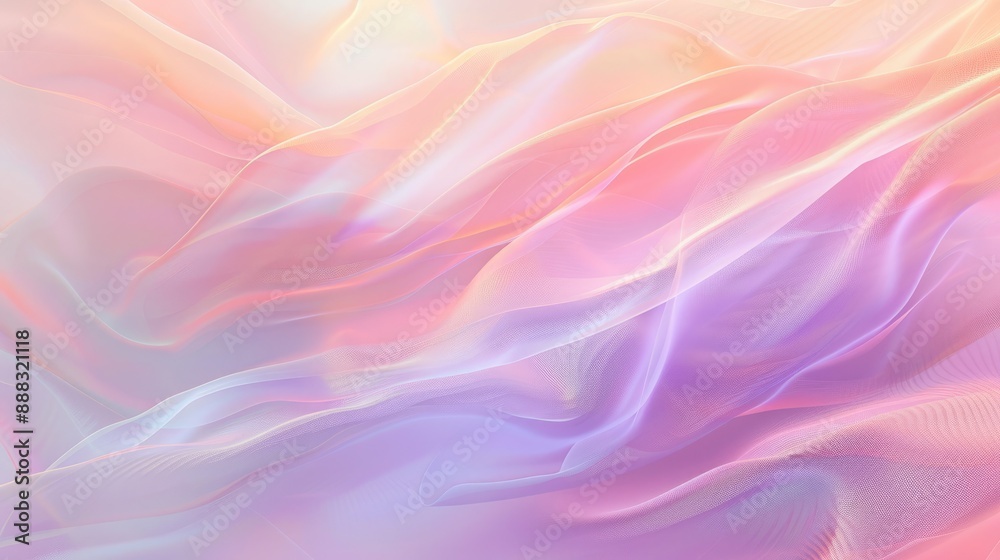 Serene pastel gradient hologram with flowing wave patterns, lavender, peach, and mint hues, ideal for lifestyle publications. Gradient hologram dynamic wave patterns Serene pastel gradient hologram with flowing wave patterns, lavender, peach, and mint hues, ideal for lifestyle publications. Gradient hologram dynamic wave patterns