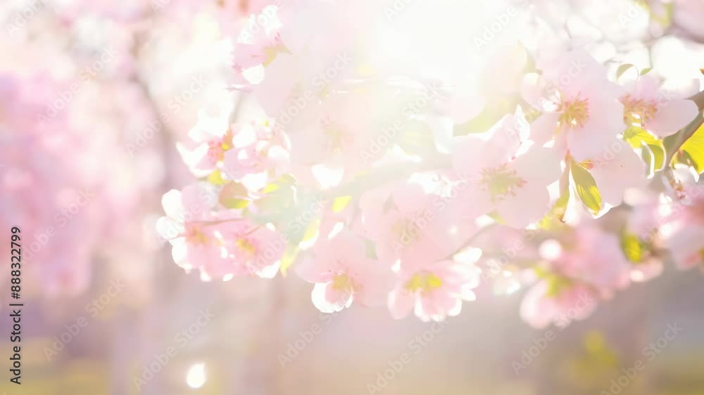 Pink Blossom Tree Branch in Sunlight on Spring Day Pink Blossom Tree Branch in Sunlight on Spring Day