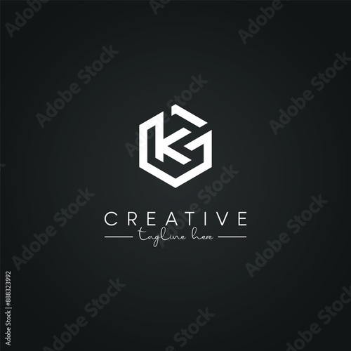 Modern Artistic KG GK Letter Logo. Initial Based Letter Icon Logo.