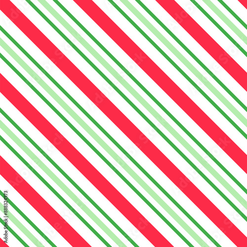 Christmas diagonal striped seamless pattern. Red and green stripes wrapping paper.