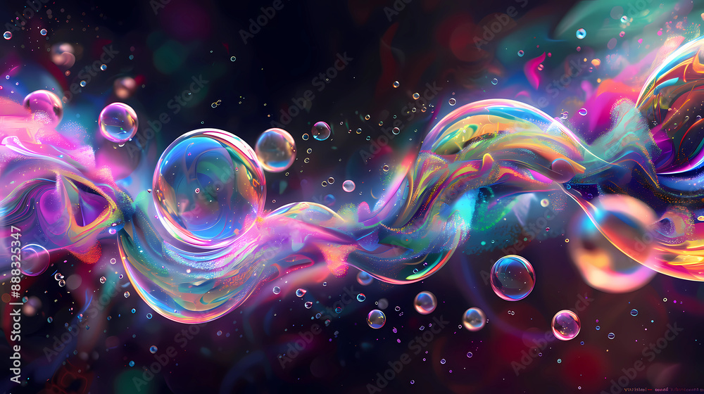 Fototapeta premium authentic soap bubbles against a deep black background