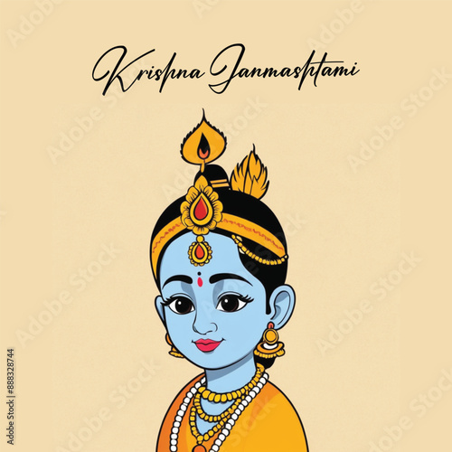  Happy Krishna Janmashtami illustration of Lord Krishna
