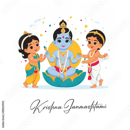  Happy Krishna Janmashtami illustration of Lord Krishna
