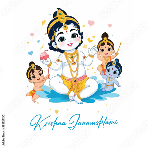  Happy Krishna Janmashtami illustration of Lord Krishna