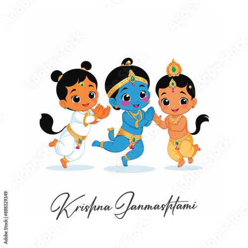  Happy Krishna Janmashtami illustration of Lord Krishna