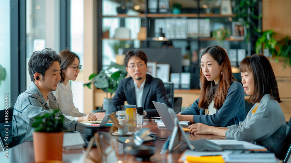 a group of Japanese translators and interpreters in a modern office, translating documents, conducting video calls, and collaborating on projects, Families in Japan, Japanese langu a group of Japanese translators and interpreters in a modern office, translating documents, conducting video calls, and collaborating on projects, Families in Japan, Japanese langu