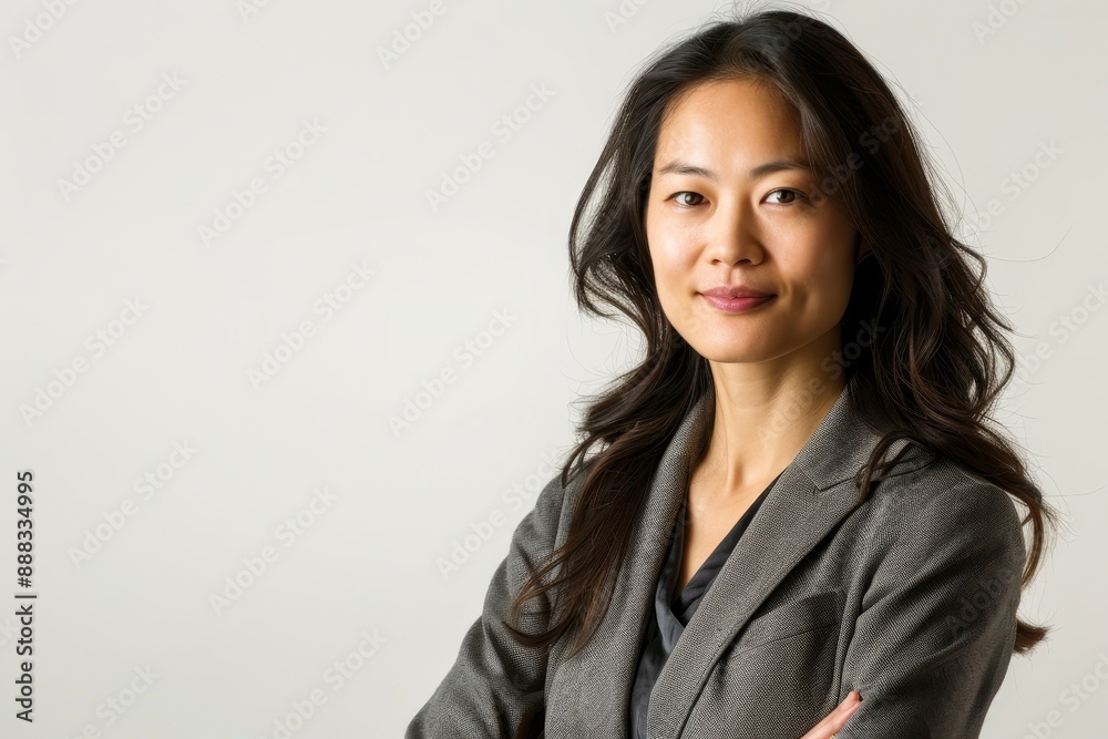 Headshot of Asian female teacher on white background Headshot of Asian female teacher on white background