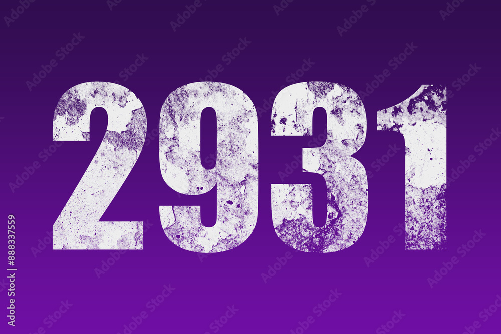 flat white grunge number of 2931 on purple background. flat white grunge number of 2931 on purple background.