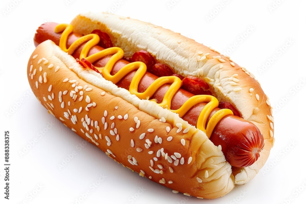Hot dog from America against a white backdrop Hot dog from America against a white backdrop