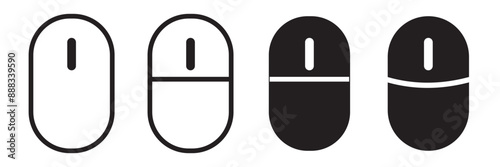 Computer mouse icon set. Pressing different mouse buttons. PC cursor vector icons. Vector illustration