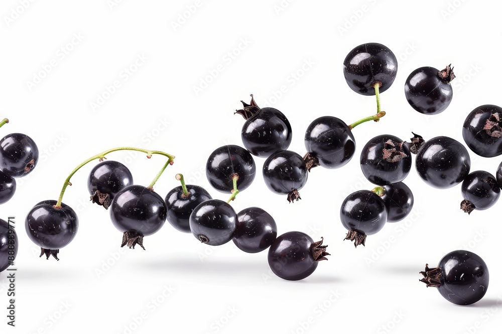 Isolated black currant falling white background full depth of field Isolated black currant falling white background full depth of field