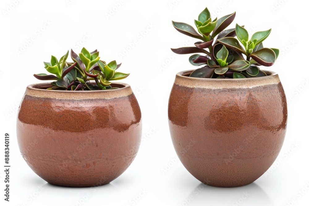 Fototapeta premium Isolated flower pot on white background full focus front and back