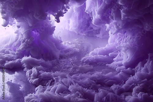 Surreal landscape with purple clouds and abstract formations creating a dreamlike otherworldly scene that captures imagination and fantasy © Leo