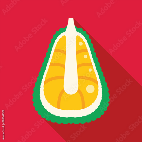 Ripe durian fruit cut open to reveal the yellow flesh inside, known for its strong smell and unique taste