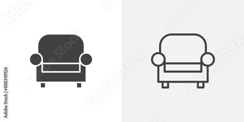 armchair black vector icon set