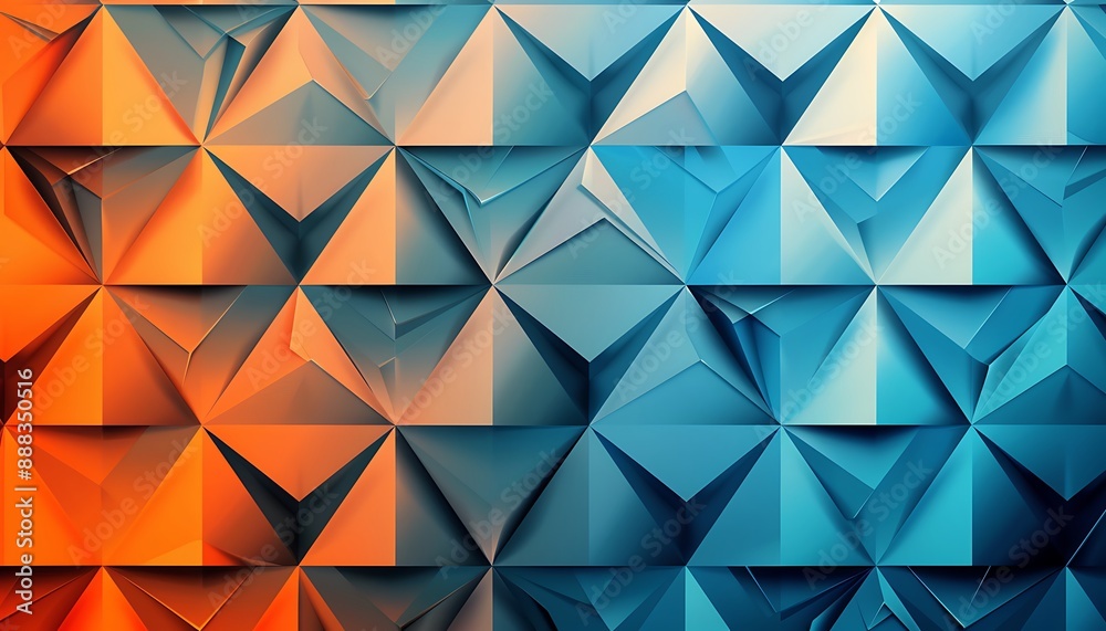 Vector illustration of a geometric pattern with triangles in blue and orange. Modern abstract wallpaper. Vector illustration of a geometric pattern with triangles in blue and orange. Modern abstract wallpaper.