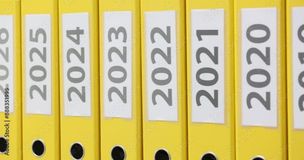 Folders with financial papers for previous and next years Folders with financial papers for previous and next years