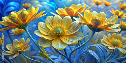3d illustration of colorful flower background for design and works.
