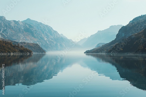 Tranquil Mountain Lake Reflection.